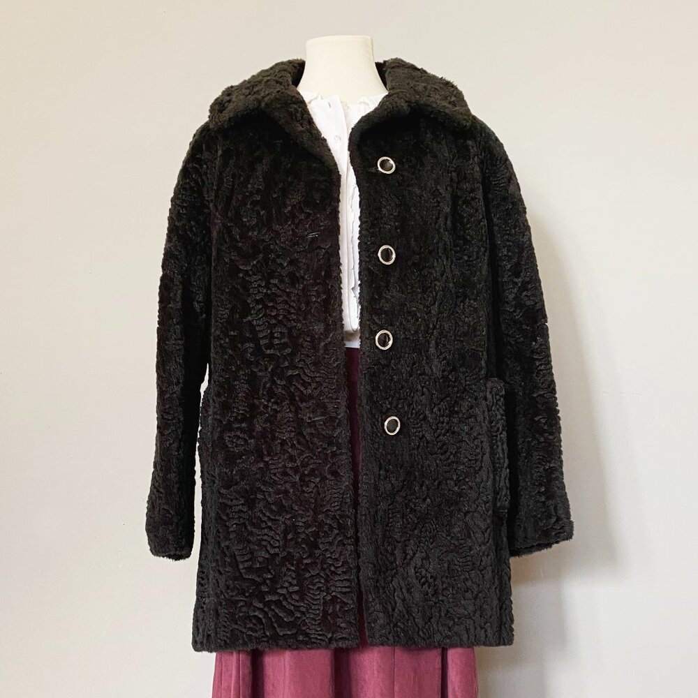 VINTAGE (c. 1960) | Faux Persian Lamb Coat | VERY GOOD!!!